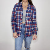 Denim Jacket - Medium - Red/White/Blue Flannel - 4 DOTS
